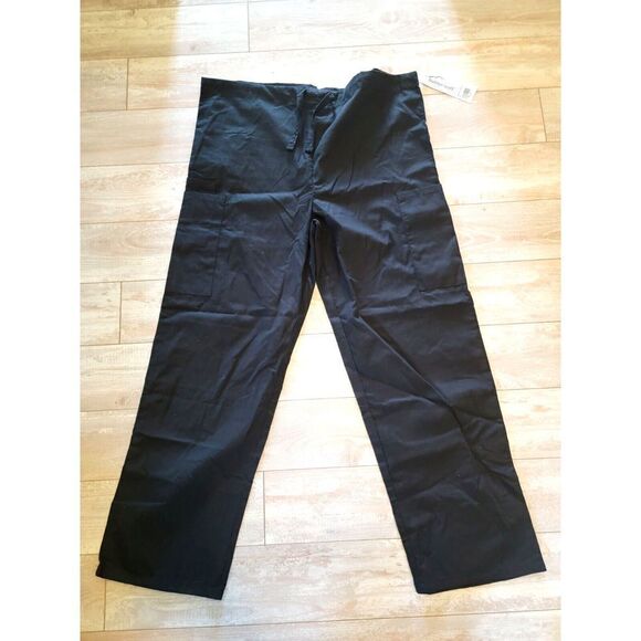Uniform Advantage Adult Unisex Small Black Pocket Drawstring Scrub Pants NWT - Picture 1 of 6